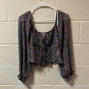 Papaya front tied crop top blouse